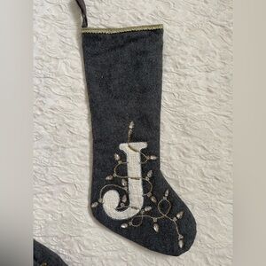 Gray Monogrammed Christmas Stocking